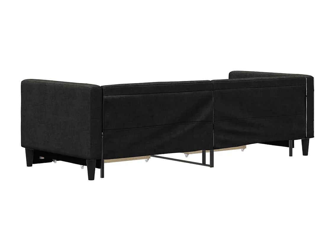 Divano letto con rotelle e cassetti senza materasso nero 80x200 cm