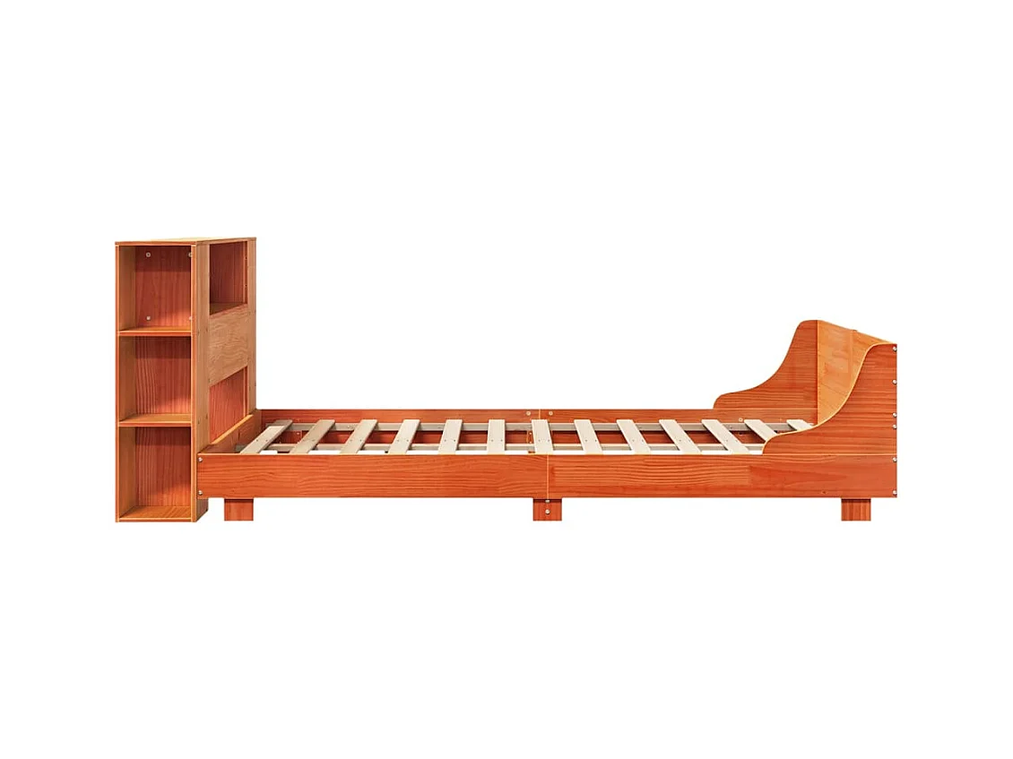 Bettgestell ohne Matratze braun gewachst 140x190cm Massivholz Kiefer