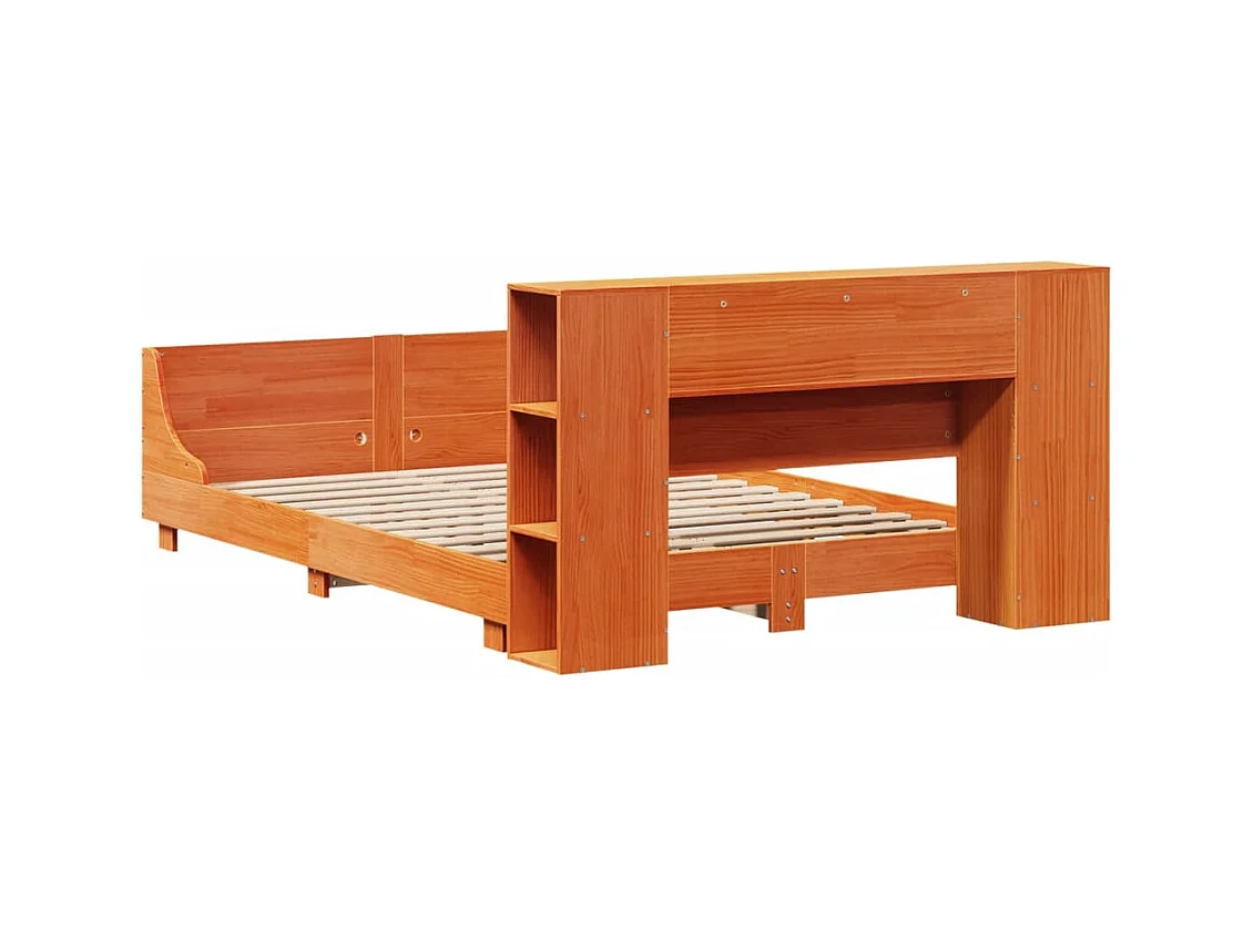 Bettgestell ohne Matratze braun gewachst 140x190cm Massivholz Kiefer