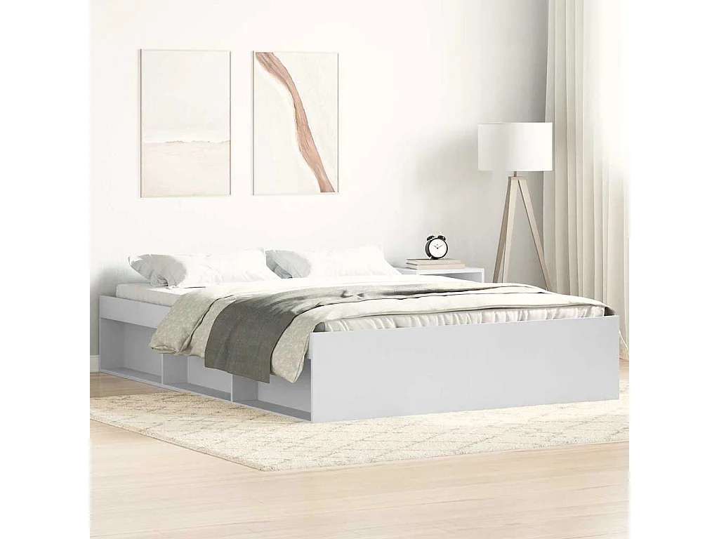Estructura de cama sin colchón blanco 140x190 cm