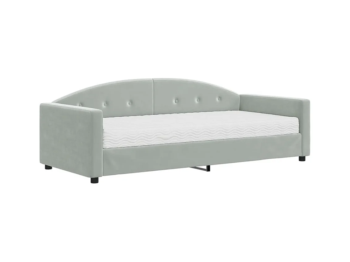 Dagbed met lichtgrijze fluwelen matras van 90x190 cm