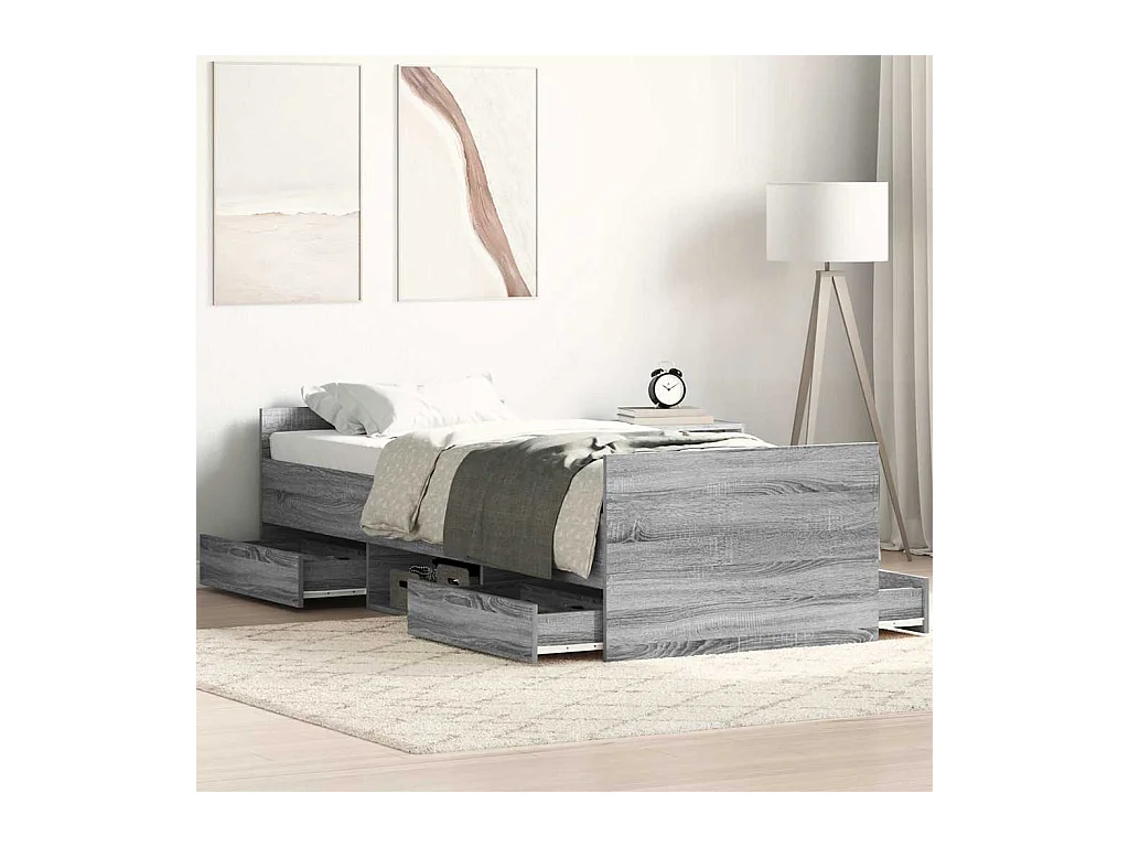 Bedframe zonder matras sonoma grijs 75x190 cm