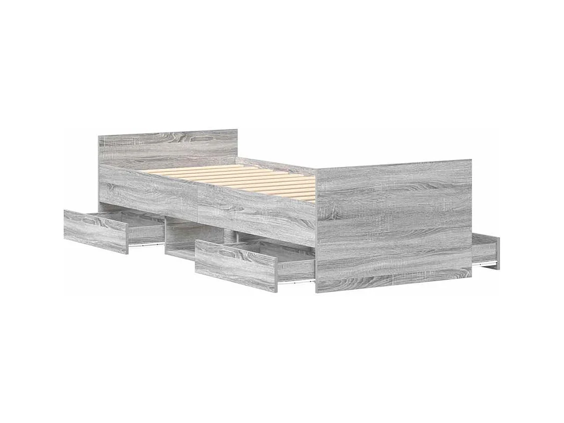 Bedframe zonder matras sonoma grijs 75x190 cm