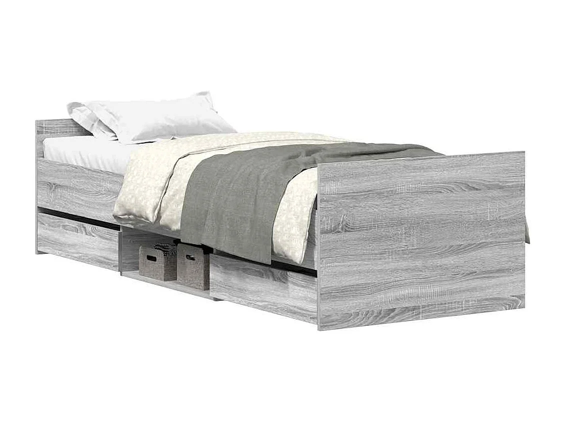 Cadre de lit sans matelas sonoma gris 75x190 cm