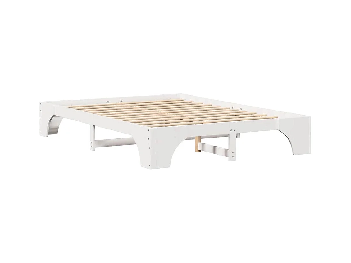 Cadre de lit Blanc 150 x 200 cm Bois massif en pin