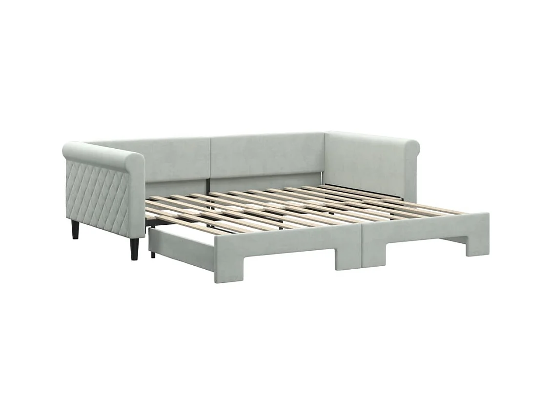 Tagesbett mit Ausziehbett ohne Matratze hellgrau 100x200 cm