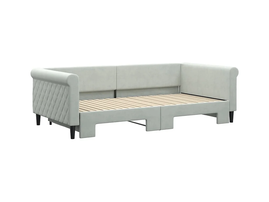 Tagesbett mit Ausziehbett ohne Matratze hellgrau 100x200 cm