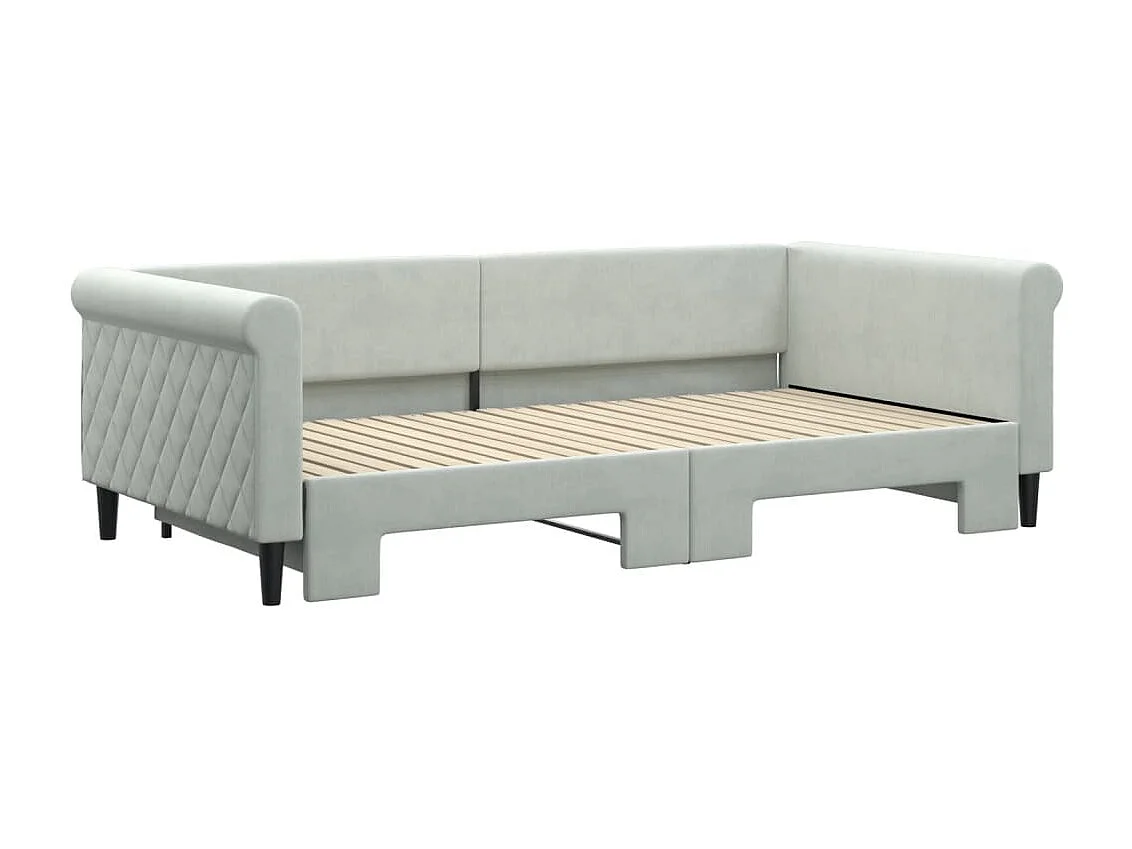 Dagbed met onderschuifbed zonder matras lichtgrijs 100x200 cm