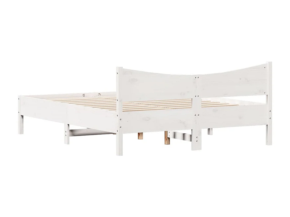 Estructura de cama sin colchón blanca 160x200 cm madera maciza de pino