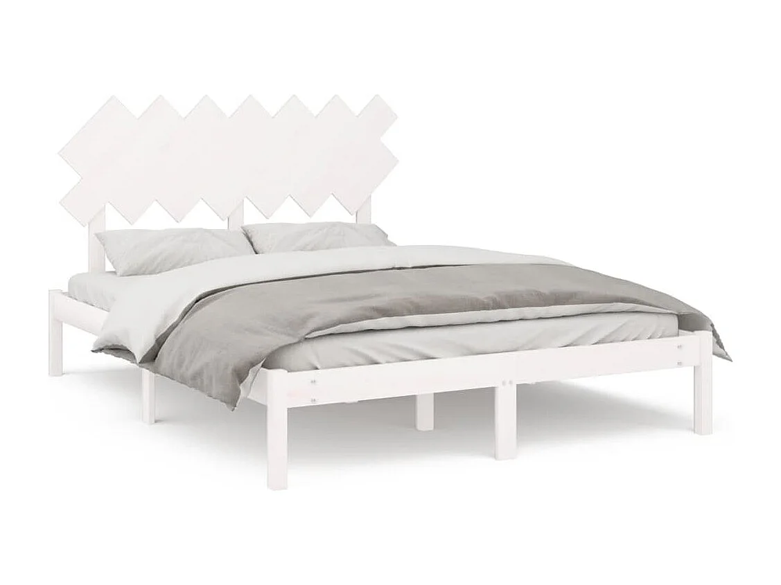 Cadre de lit sans matelas blanc 140x190 cm bois massif