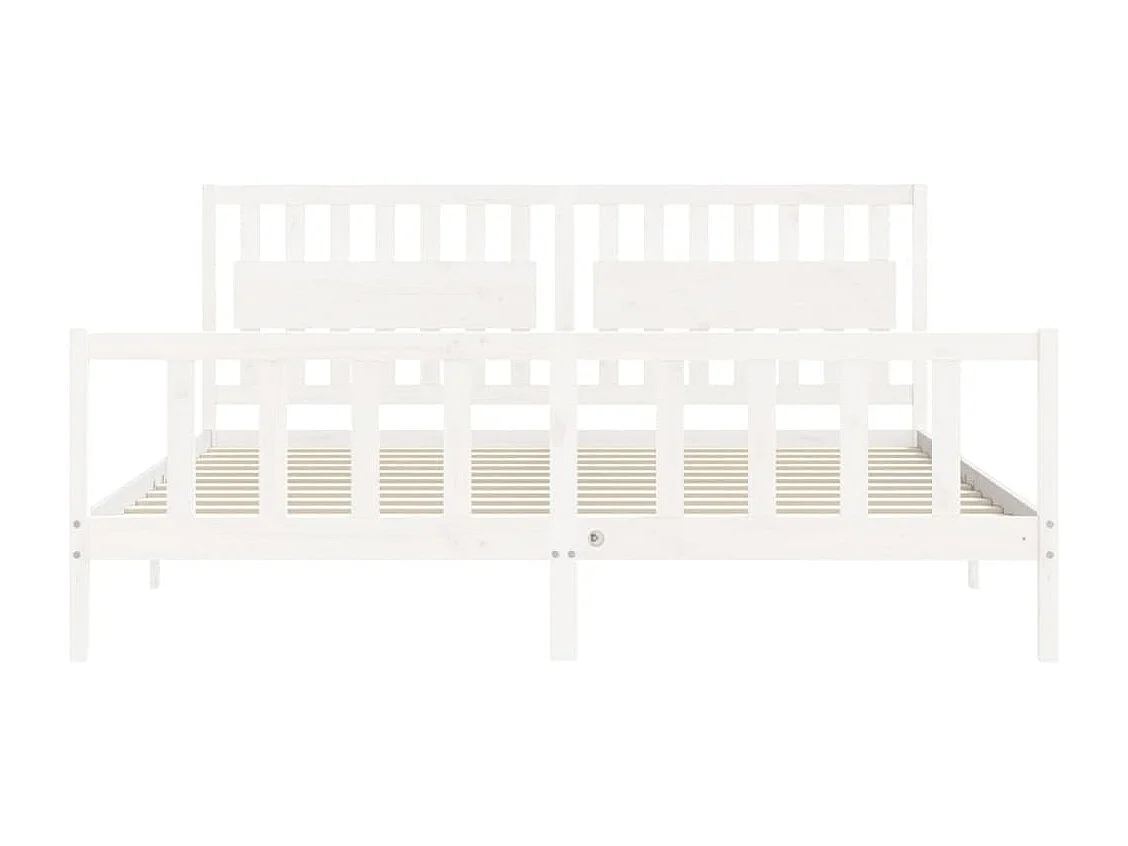 Cadre de lit sans matelas blanc 200x200 cm bois massif de pin