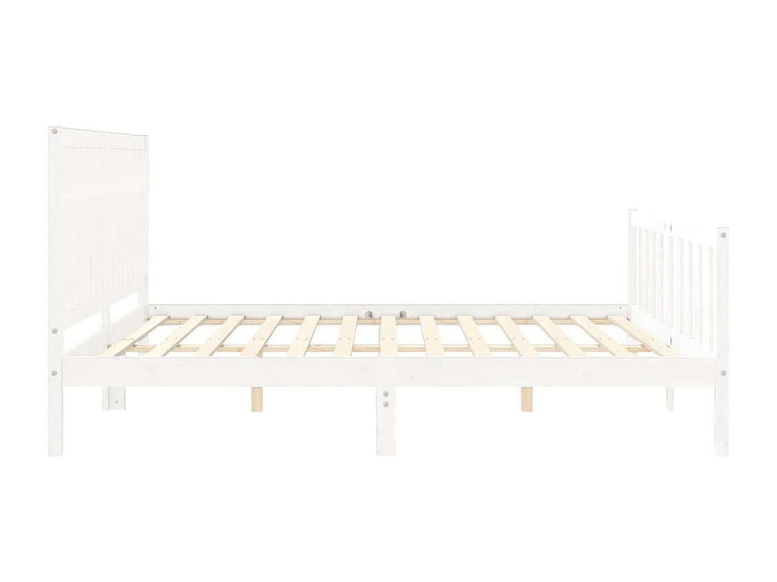 Cadre de lit sans matelas blanc 200x200 cm bois massif de pin