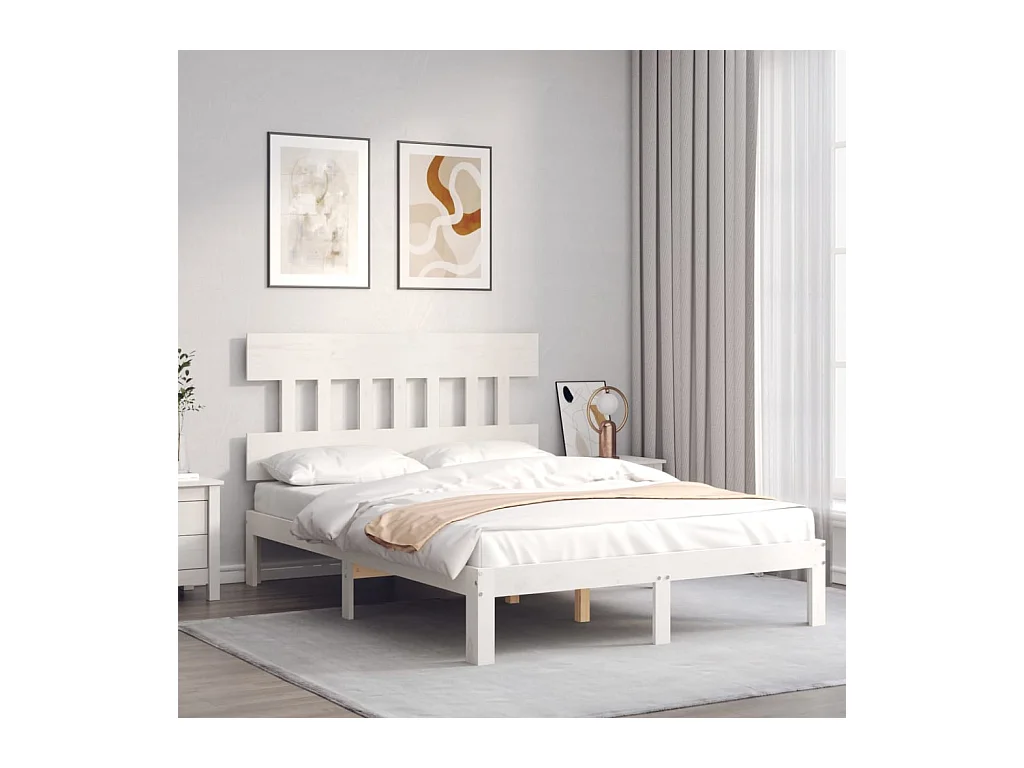 Bettgestell ohne Matratze weiß 120x200 cm Kiefer Massivholz