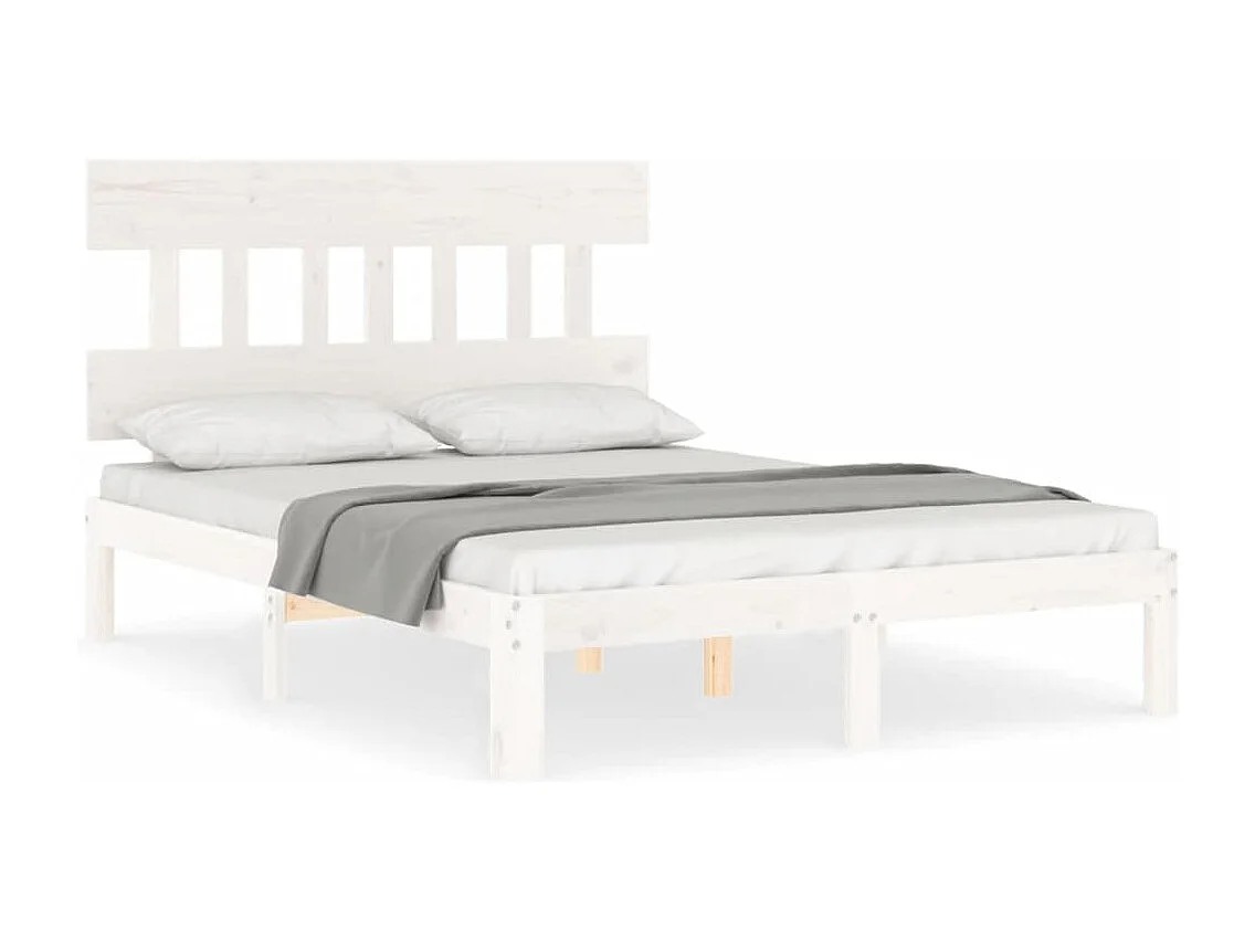 Cadre de lit sans matelas blanc 120x200 cm bois de pin massif