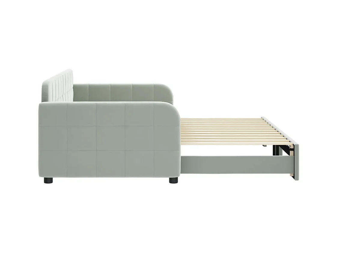 Dagbed met onderschuifbed zonder matras lichtgrijs 90x200 cm