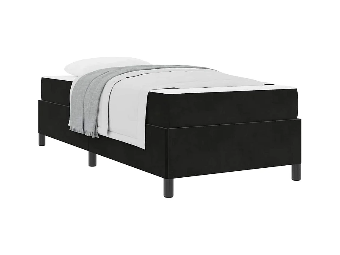 Zwart-wit bedframe en zwart 100 x 200 cm fluweel