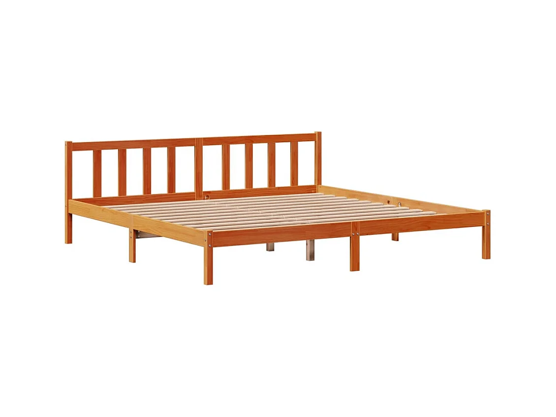 Bedframe en hoofdbord zonder matras bruin gewaxt 180x200 cm