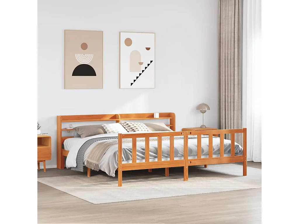 Struttura letto e testiera senza materasso cera marrone 180x200 cm