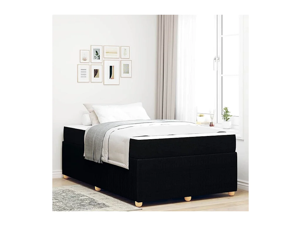 Bedframe met matras met matras Zwarte stof 120 x 190 cm