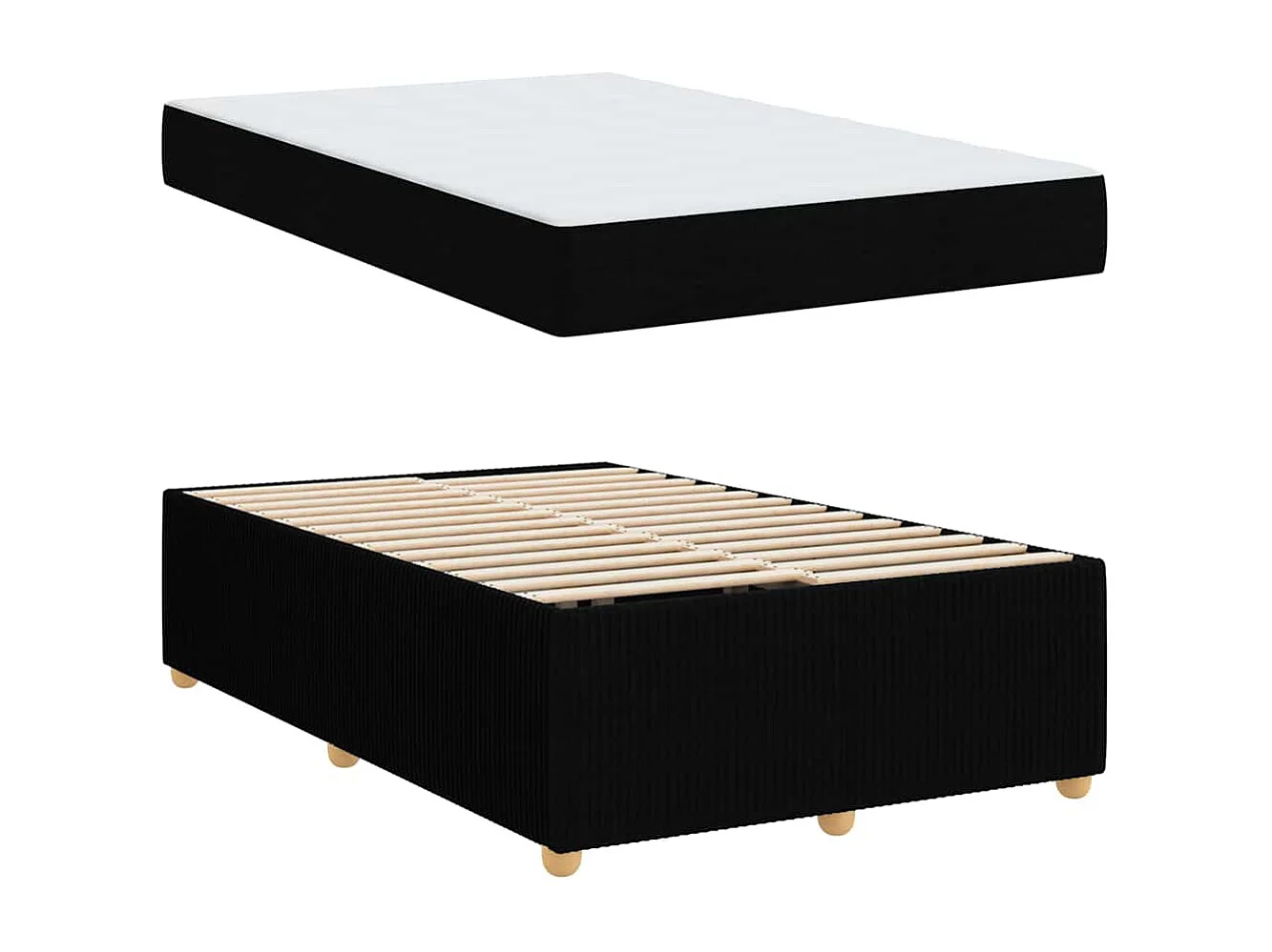 Bedframe met matras met matras Zwarte stof 120 x 190 cm