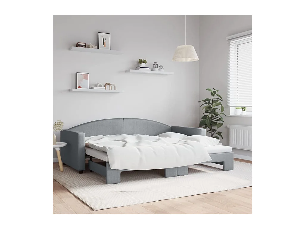 Lit de jour avec gigogne sans matelas gris clair 90x200 cm