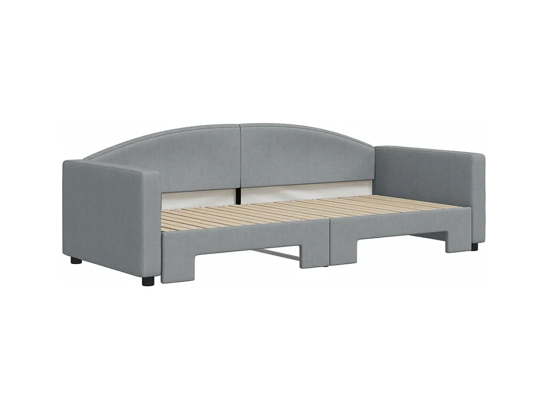Lit de jour avec gigogne sans matelas gris clair 90x200 cm
