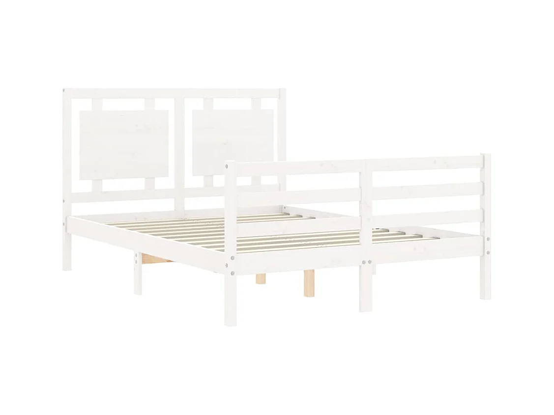 Estructura de cama sin colchón blanca 140x200 cm madera maciza