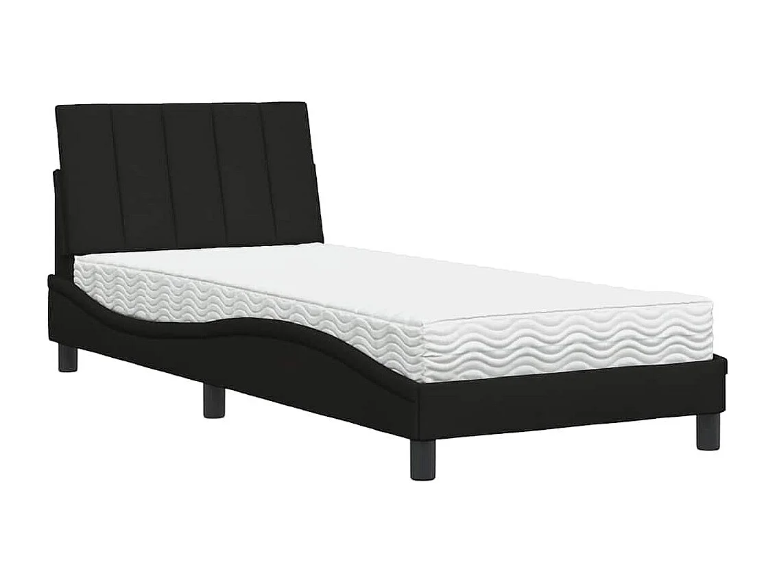 Letto con materasso nero 90x190 cm in tessuto
