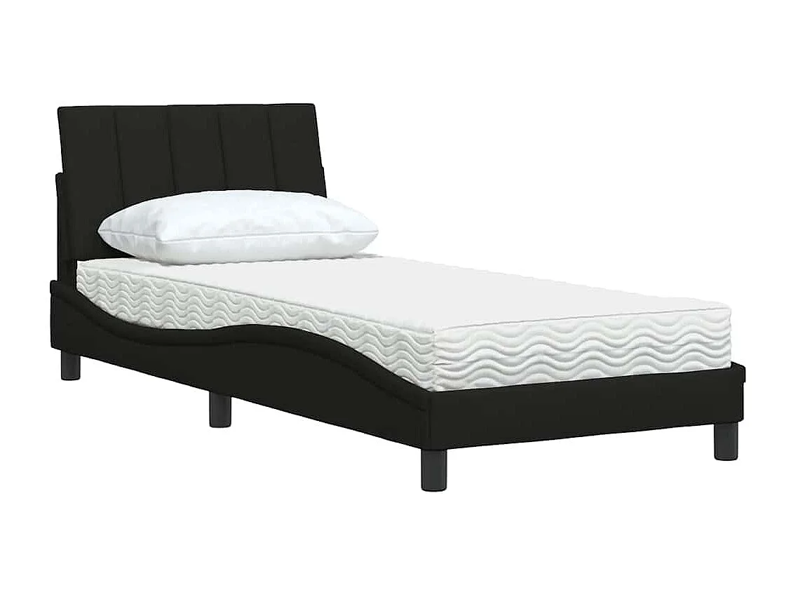Letto con materasso nero 90x190 cm in tessuto
