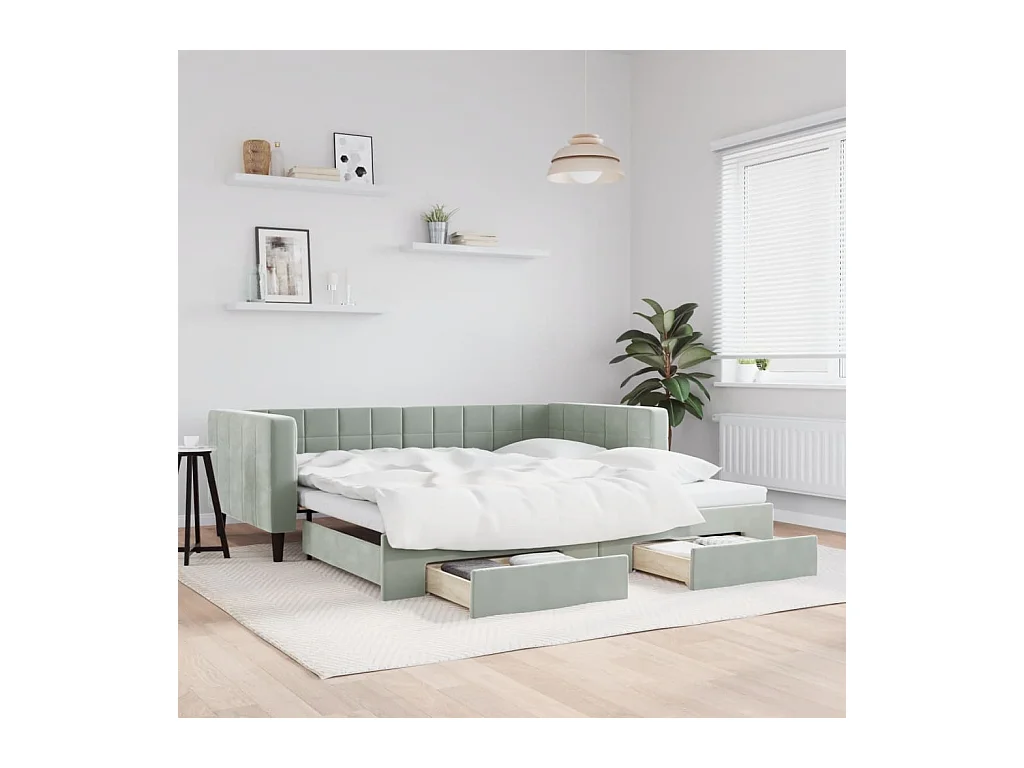 Divano letto con rotelle e cassetti senza materasso 100x200 cm