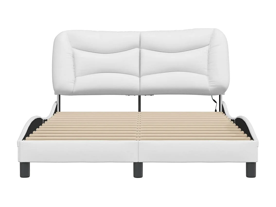 Bettgestell mit LED ohne Matratze weiß 140x190 cm