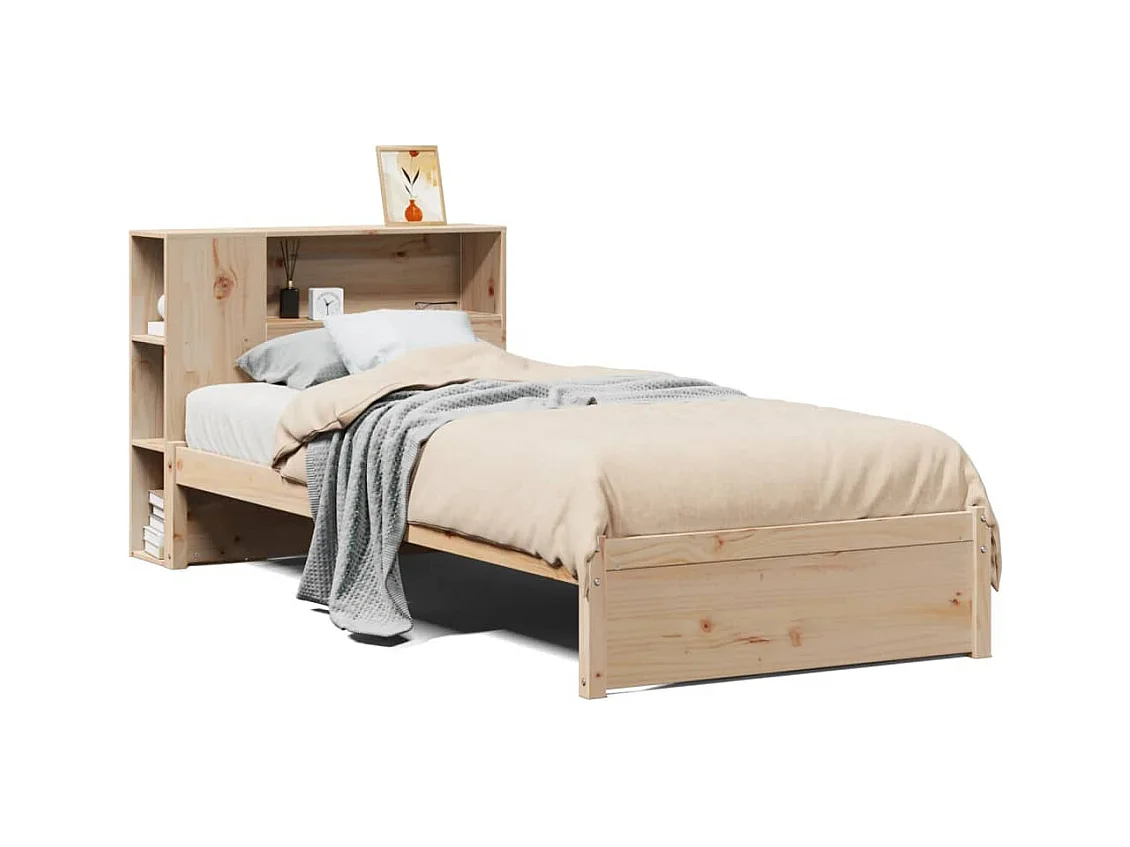 Lit bibliothèque sans matelas 100x200 cm bois massif de pin