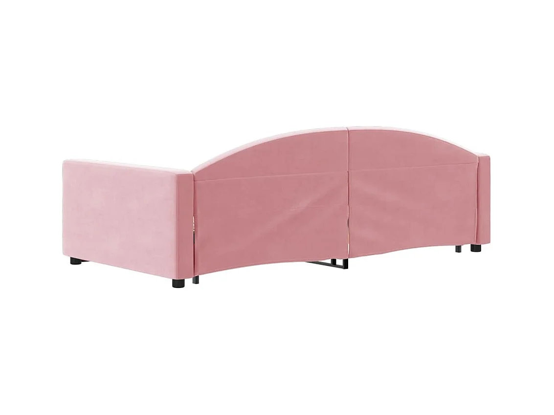 Dagbed met onderschuifbed en lades roze 100x200 cm fluweel
