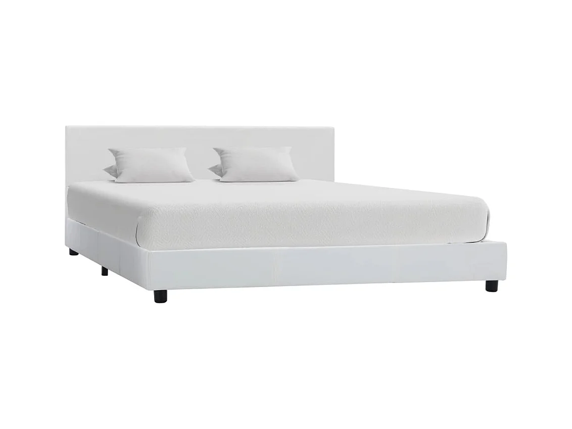 Estructura de cama sin colchón polipiel blanca 160x200 cm