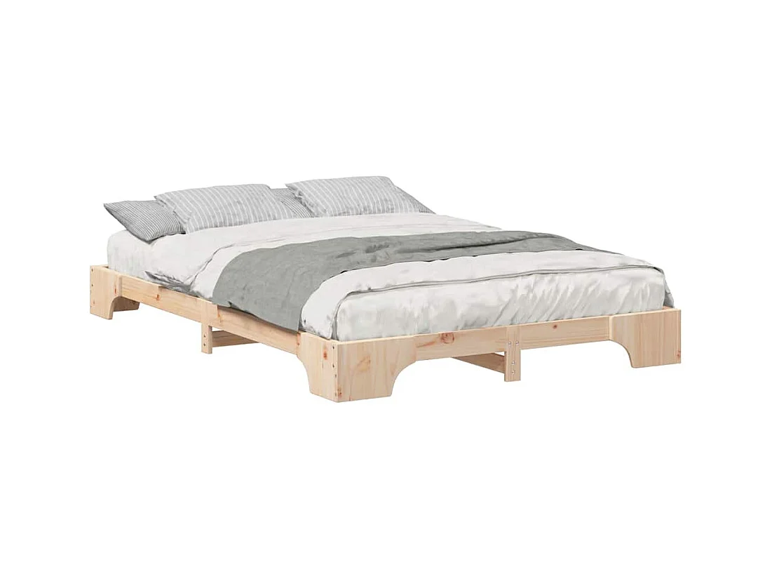 Verhoogd bedframe met opbergruimte Bruin 140 x 210 cm hout