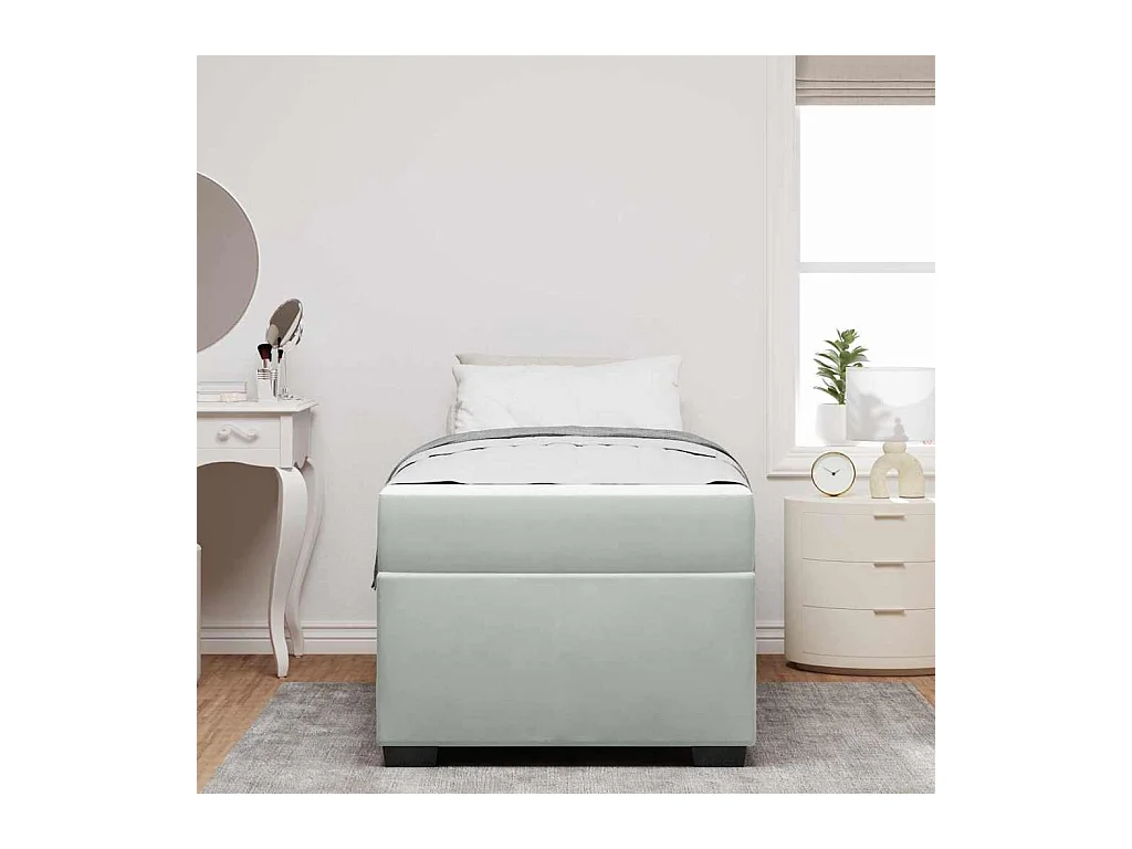 Bedframe met matras Lichtgrijs 90 x 190 cm Fluweel