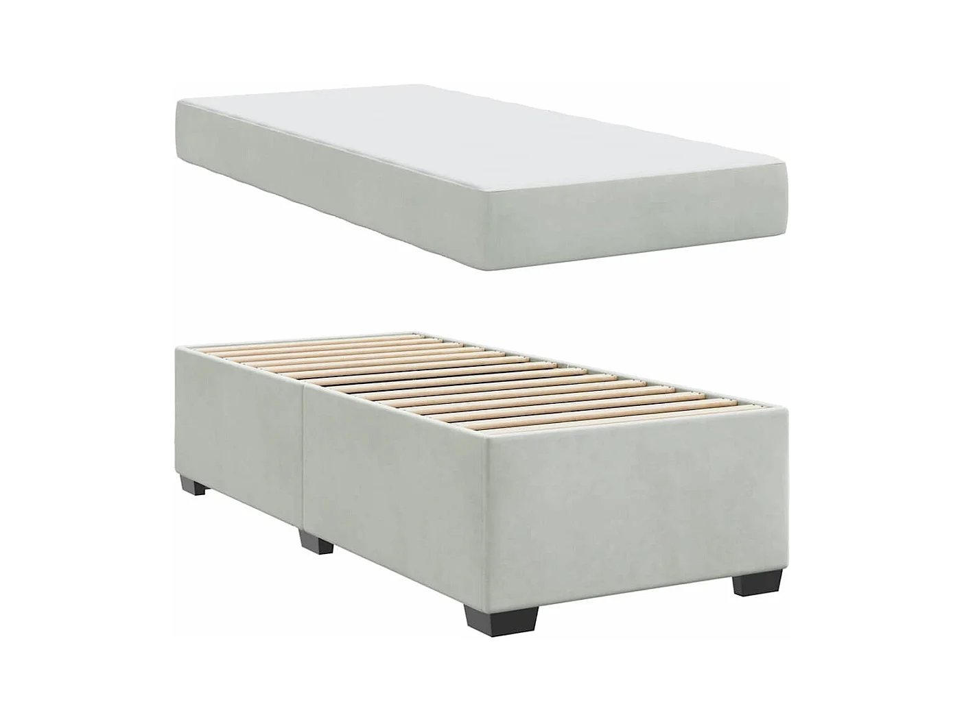 Bedframe met matras Lichtgrijs 90 x 190 cm Fluweel