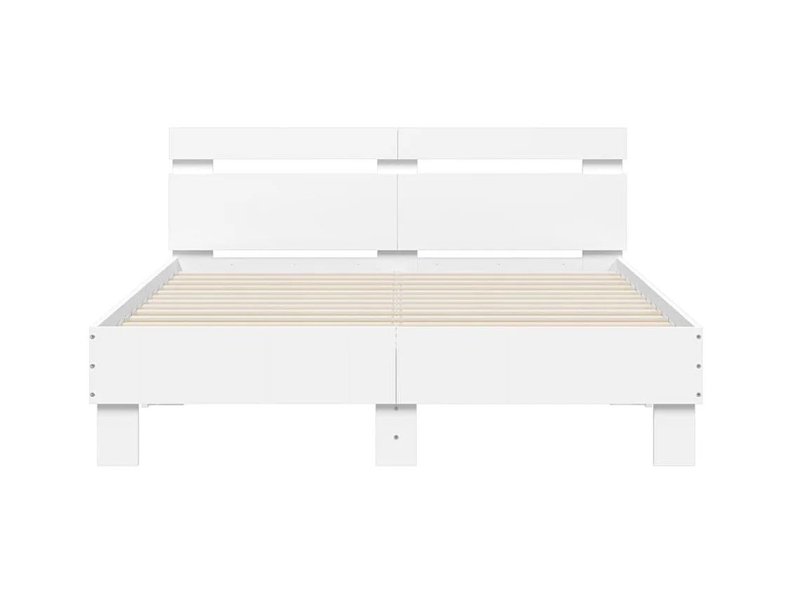 Bedframe met LED zonder matras wit 135x190 cm