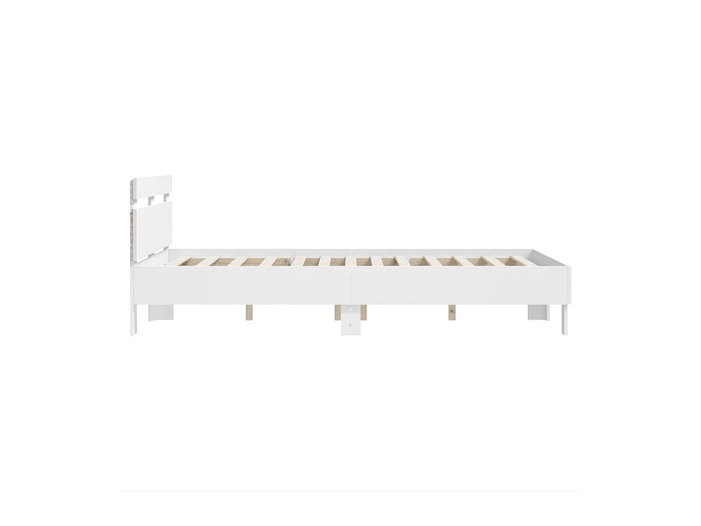 Bedframe met LED zonder matras wit 135x190 cm