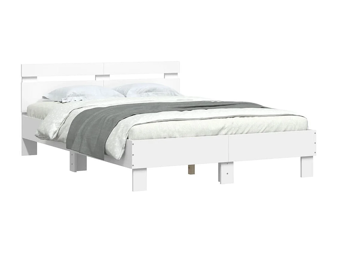 Estructura de cama con LED sin colchón blanco 135x190 cm