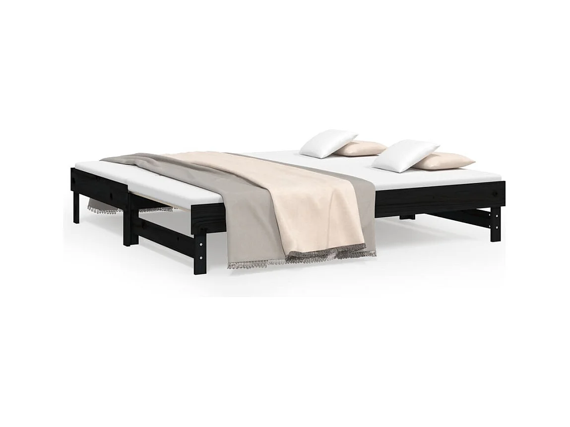 Letto scorrevole senza materasso nero 2x(90x190) cm