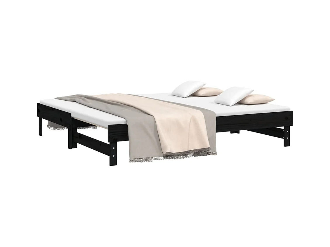 Letto scorrevole senza materasso nero 2x(90x190) cm