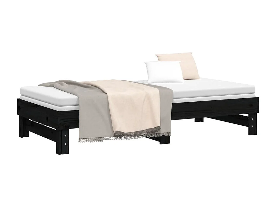 Letto scorrevole senza materasso nero 2x(90x190) cm