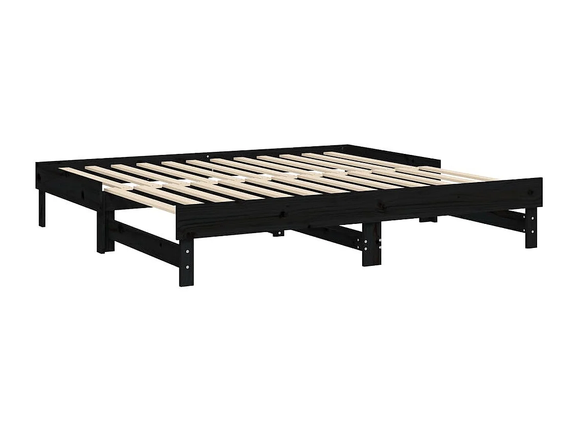 Letto scorrevole senza materasso nero 2x(90x190) cm