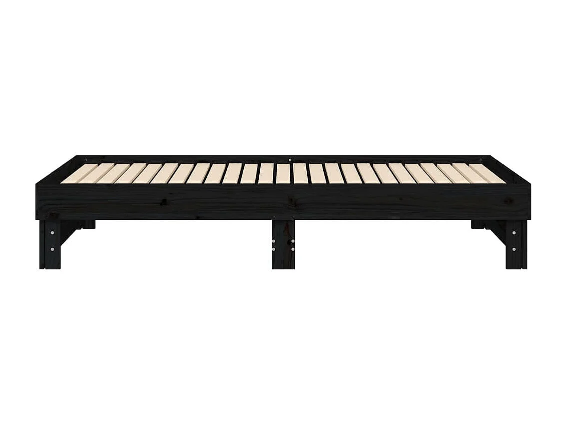 Letto scorrevole senza materasso nero 2x(90x190) cm