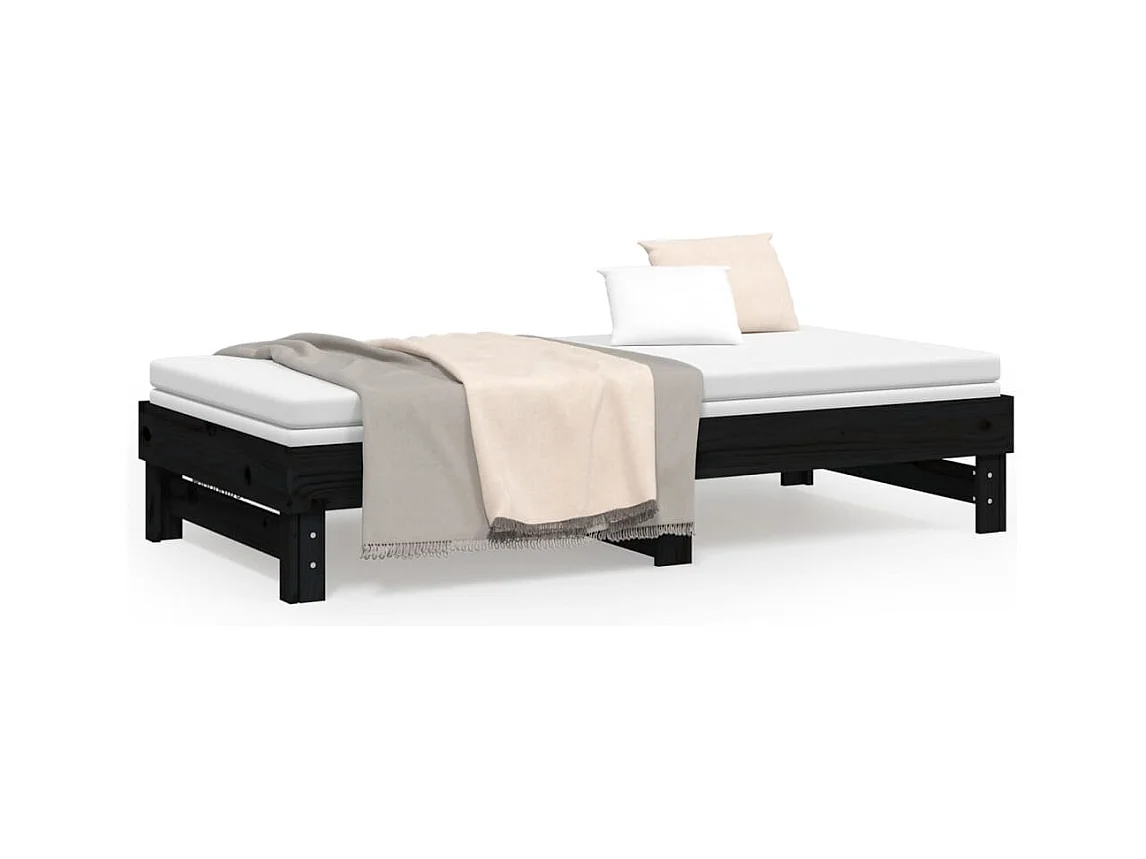 Schuifbed zonder matras zwart 2x(90x190) cm