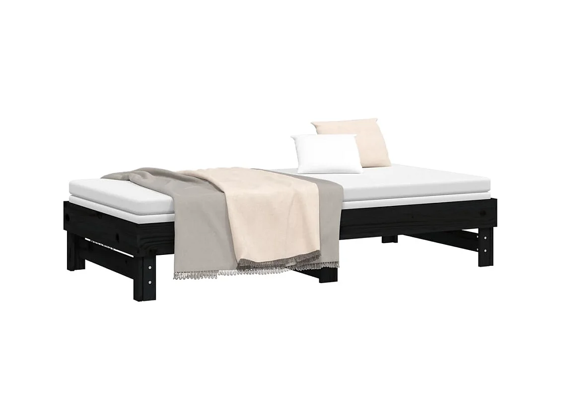 Schuifbed zonder matras zwart 2x(90x190) cm