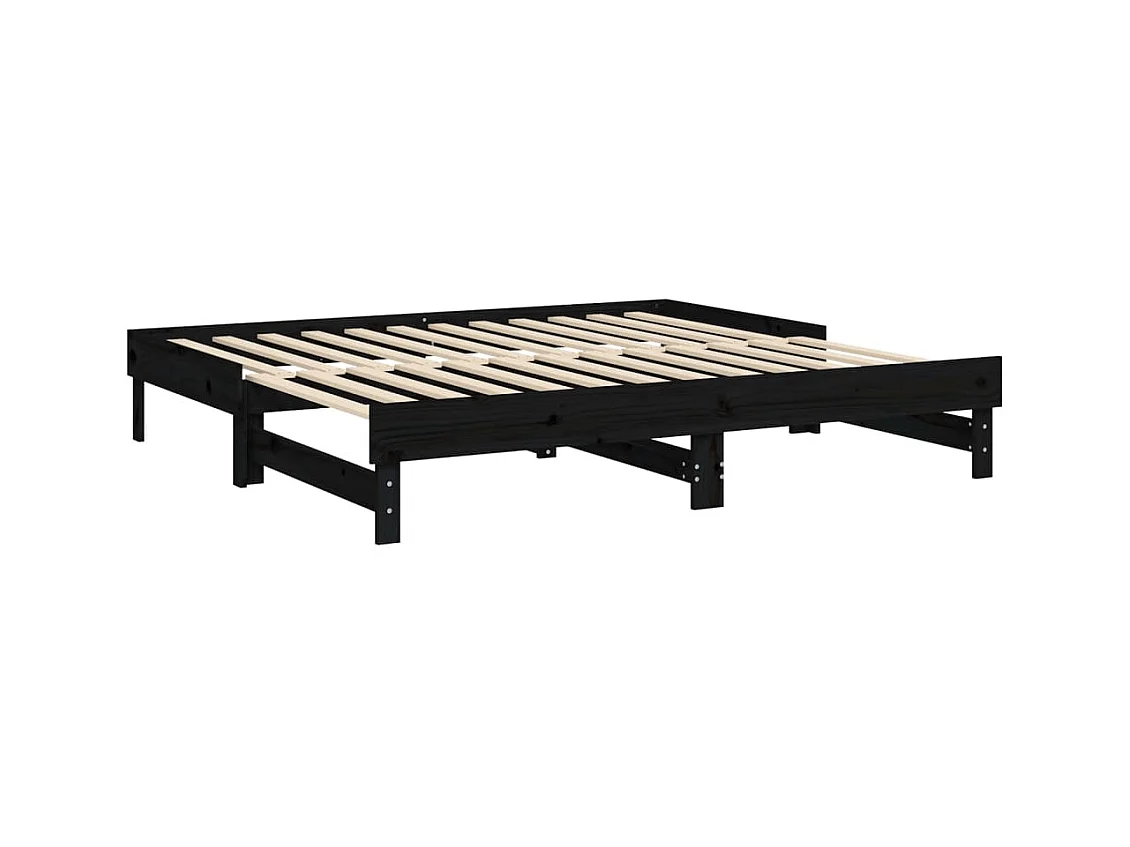 Schuifbed zonder matras zwart 2x(90x190) cm