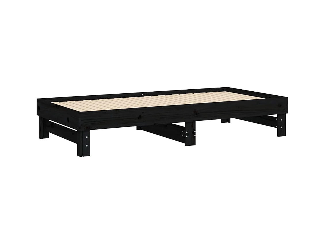 Schuifbed zonder matras zwart 2x(90x190) cm