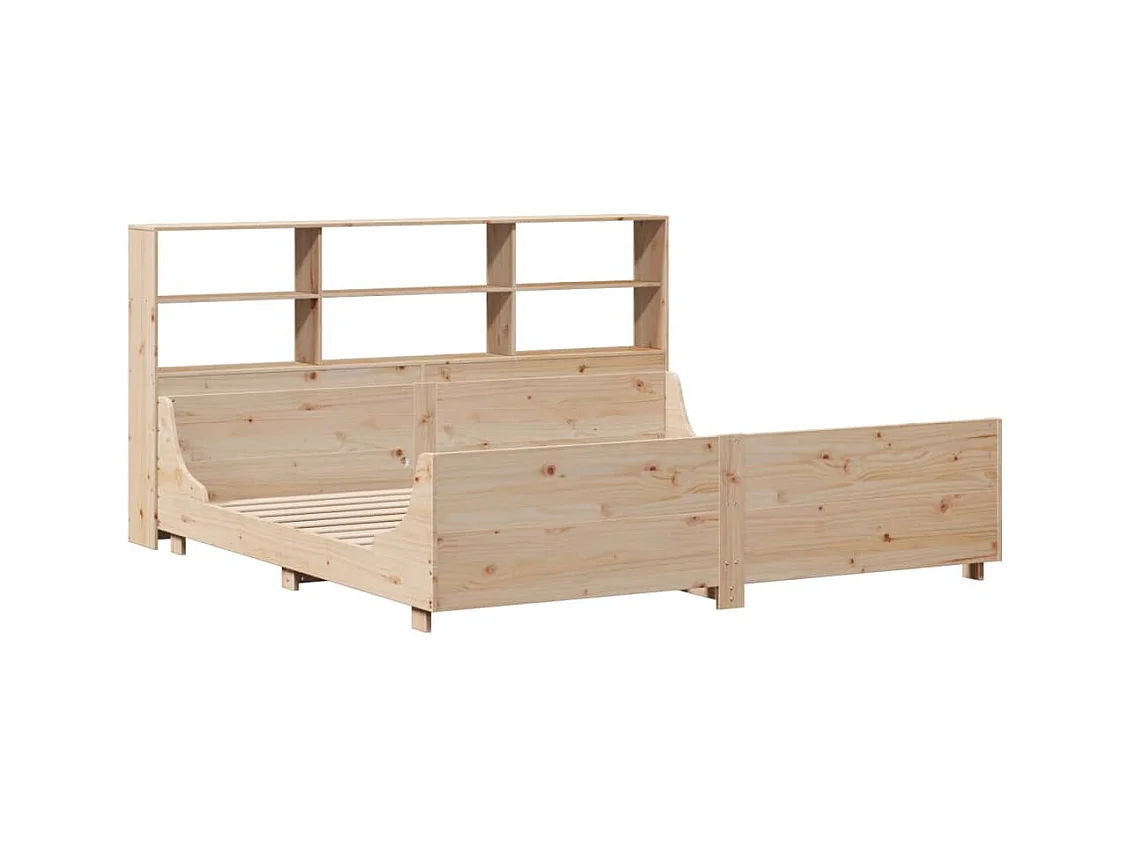 Lit bibliothèque sans matelas 180x200 cm bois massif